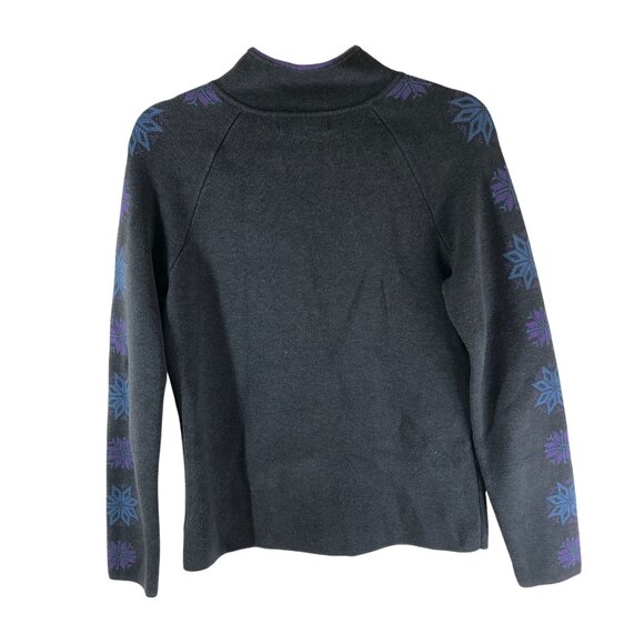 Eddie Bauer Sport Womens Full-Zip Sweater Jacket Purple Gray Snowflake M - Picture 2 of 4